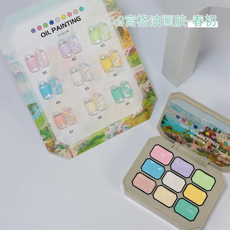 Nuovo stile 9 griglie gel per pittura per unghie primavera estate autunno macarons gel da disegno semisolido colorato effetto texture cremosa