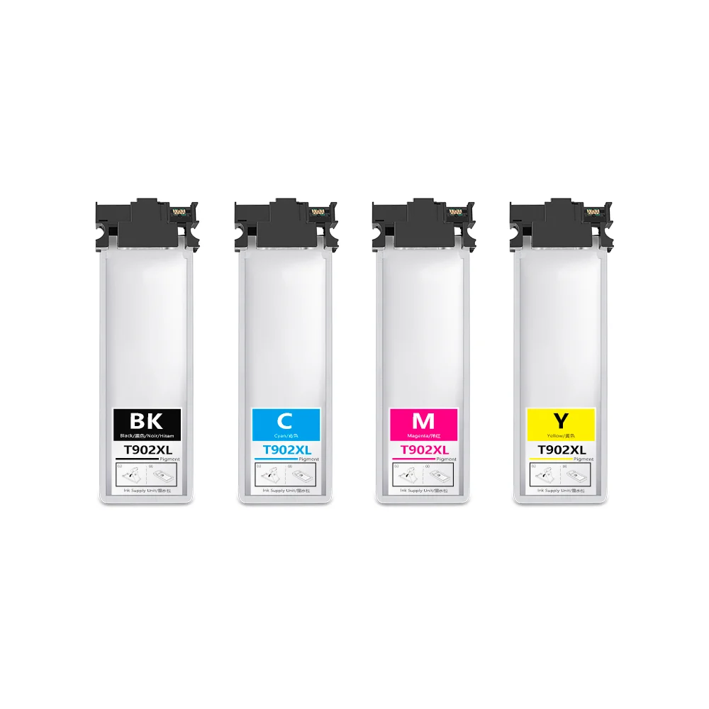 1set For Epson T902XL 902XL Ink Cartridge With Pigment Ink For Epson WF C5290 C5790 C5210 C5710 BK-90ml CMY-60ml