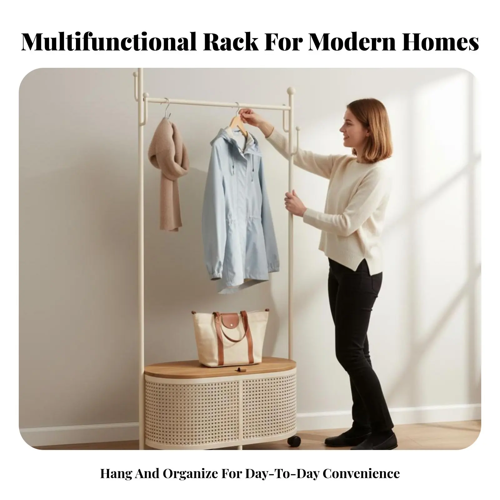 

Rolling Clothes Rack Freestanding Rolling Coat Rack with Shelves Mobile Design sturdy Duty for Homeowners, Students, Entryway