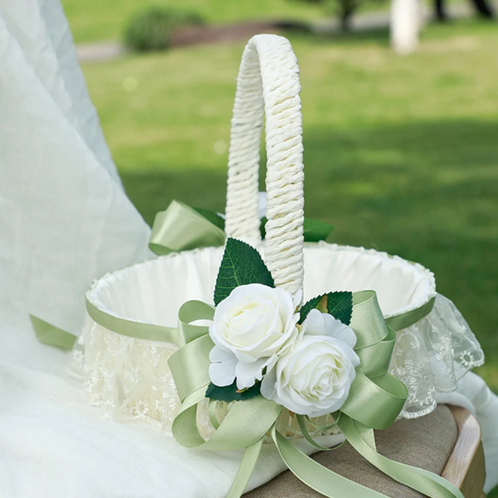

Flower Basket Wedding Party Supplies Handheld Flower Petal Basket Portable Rustic Decoration Outdoor Indoor Event Accessory