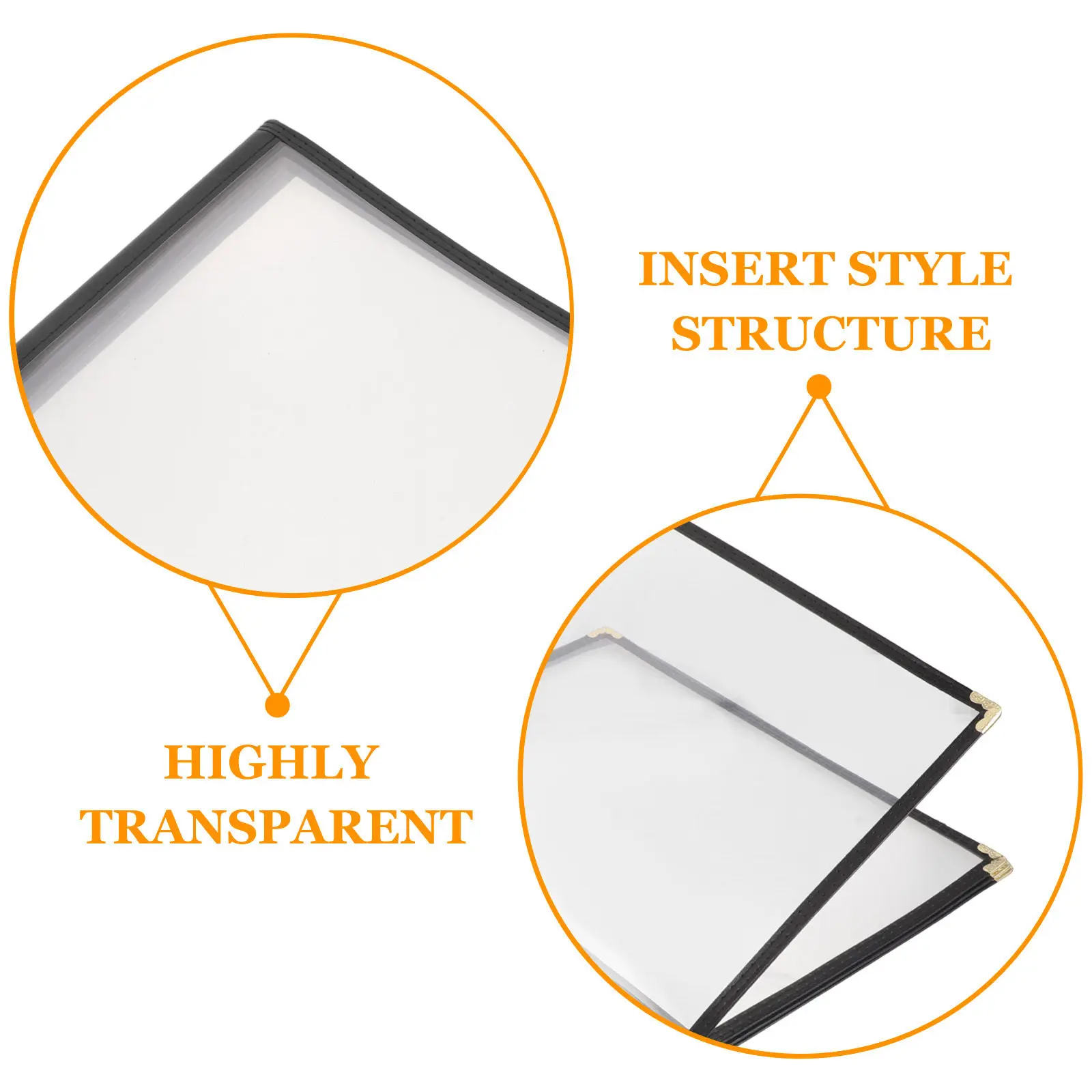 Transparent Loose Leaf Notebook Shell 5 Pages PVC Menu Cover Protective Folder Restaurant Supplies Menu Book for Cafe Diner