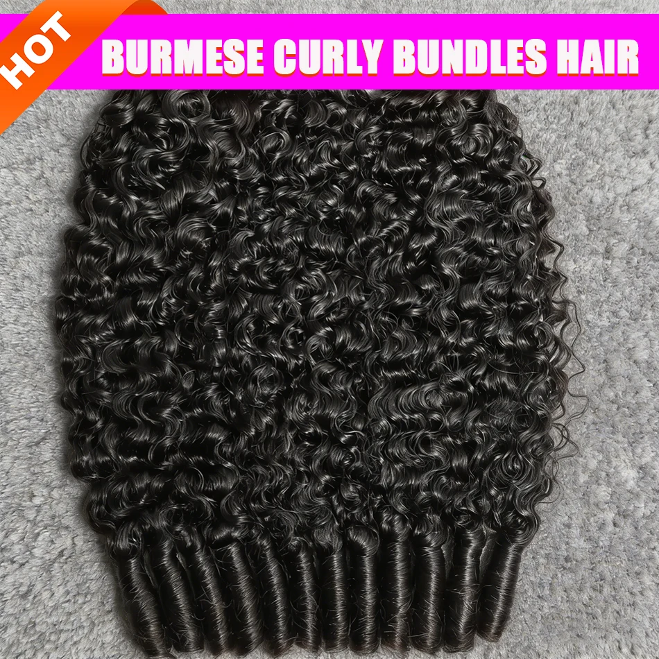 

Наборы бирманских кудрявых волос 12А, натуральные необработанные человеческие волосы, пряди для наращивания, волнистые кудрявые волосы, 32 дюйма