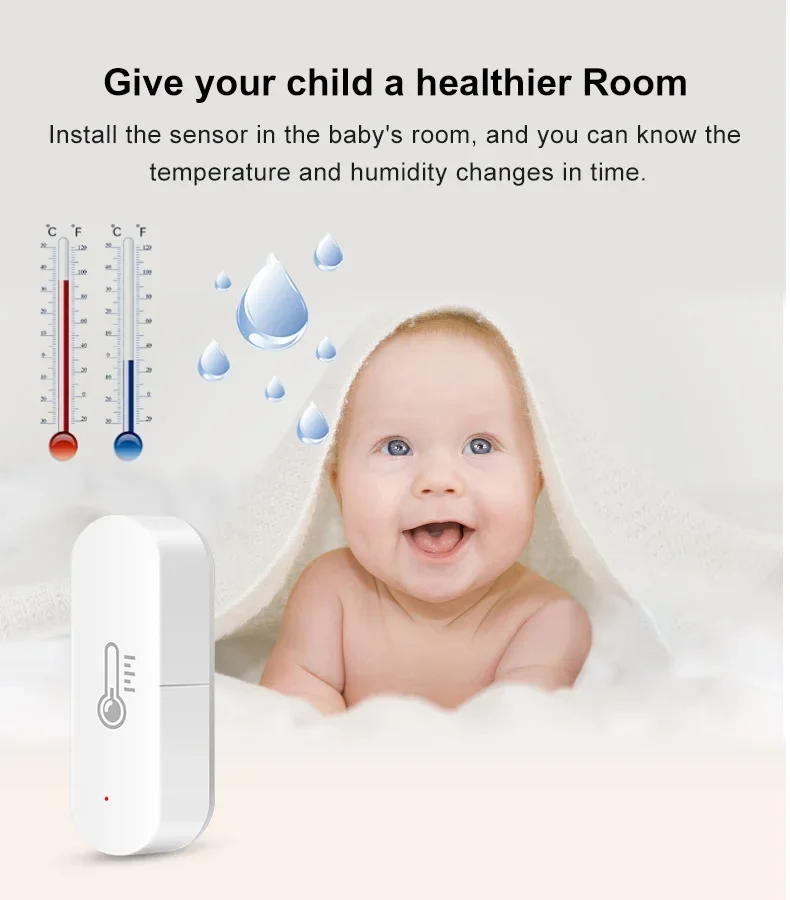 Tuya Wifi Smart Temperature And Humidity Sensor Indoor Hygrometer Controller Monitoring APP Control Work With Alexa Google Home