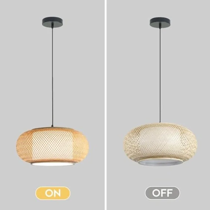 

40cm Handmade Bamboo Weaving Ceiling Lamp Round Semi Flush Mount Ceiling Light E27 Wood Ceiling Lamp Decor Art Rattan Chandelier