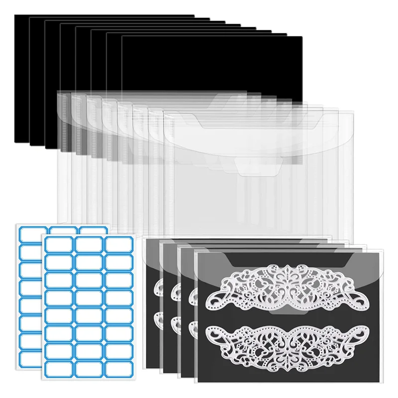 

Карманы для хранения RR-штамп и штампов с резиновыми магнитными листами и этикетками, прозрачная пластиковая сумка для хранения конвертов, 24 шт.