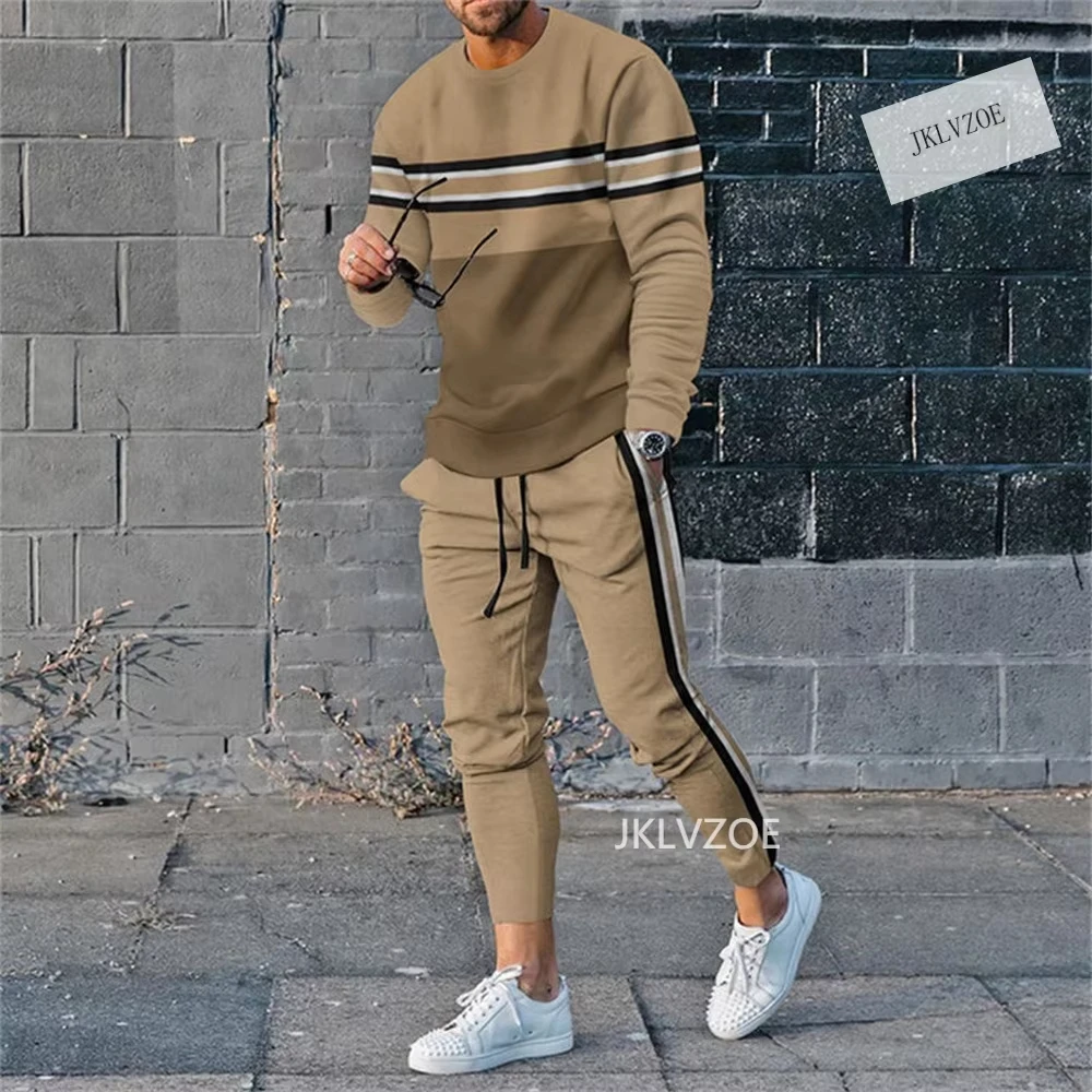 NEW Summer/Fall Men Clothing 3d Printed Men Long Sleeve T-Shirt+Pants Two-Piece Set Men Long Sleeve T-Shirt Trousers Outfit