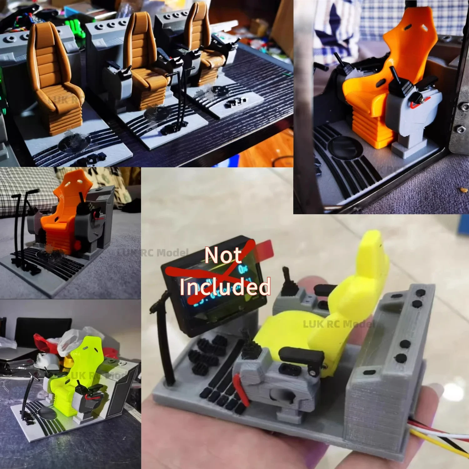 

1/12 RC Hydraulic Excavator Mode Engineering Vehicle 3D Printing Driver's seat 336 DIY Part Cabin Interior 1/14 Accessories DIY