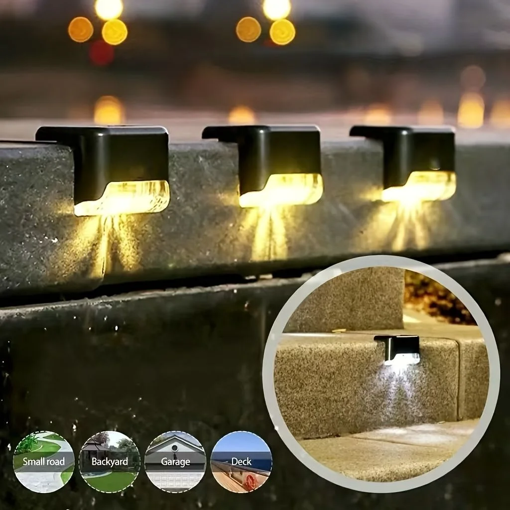 

Outdoor Garden Light 4Pcs Stair LED Solar Lamp Waterproof Pathway Yard Patio Steps Fence Lamps Garden Decor Solar Light Outdoors