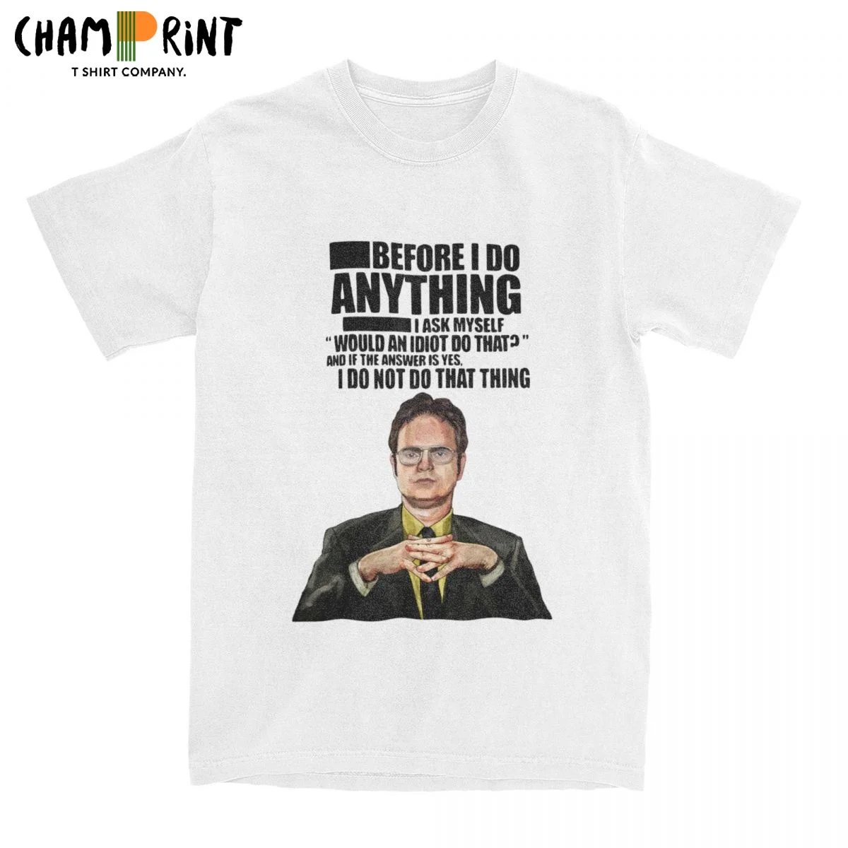 The Office Dwight K. Schrute Men\'s T Shirts Dunder Mifflin Funny Tees Short Sleeve Crewneck T-Shirts 100% Cotton Gift Tops