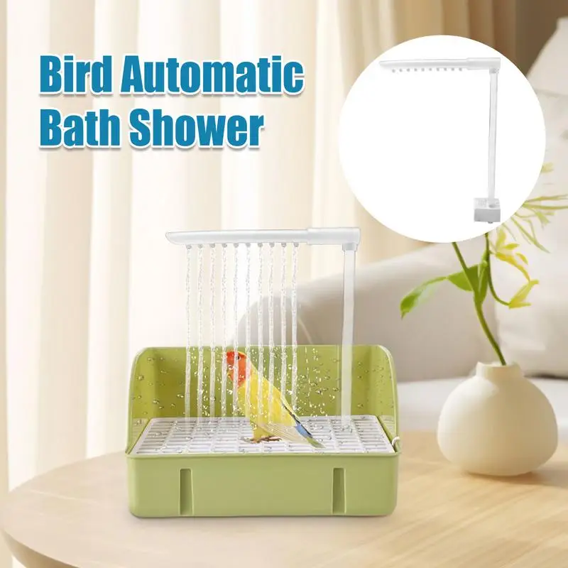 الببغاء دش قفص الطيور حمام نافورة مع رأس دش مريحة التلقائي لعبة لحمام السباحة للحيوانات الأليفة لطيور الحب الببغاء الاستحمام #6