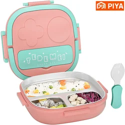 500ML Rvs Bento Box Geïsoleerde Lunchbox Voor Kinderen Peuter Meisjes Metalen Portie Secties Lekvrij Lunch Container Box