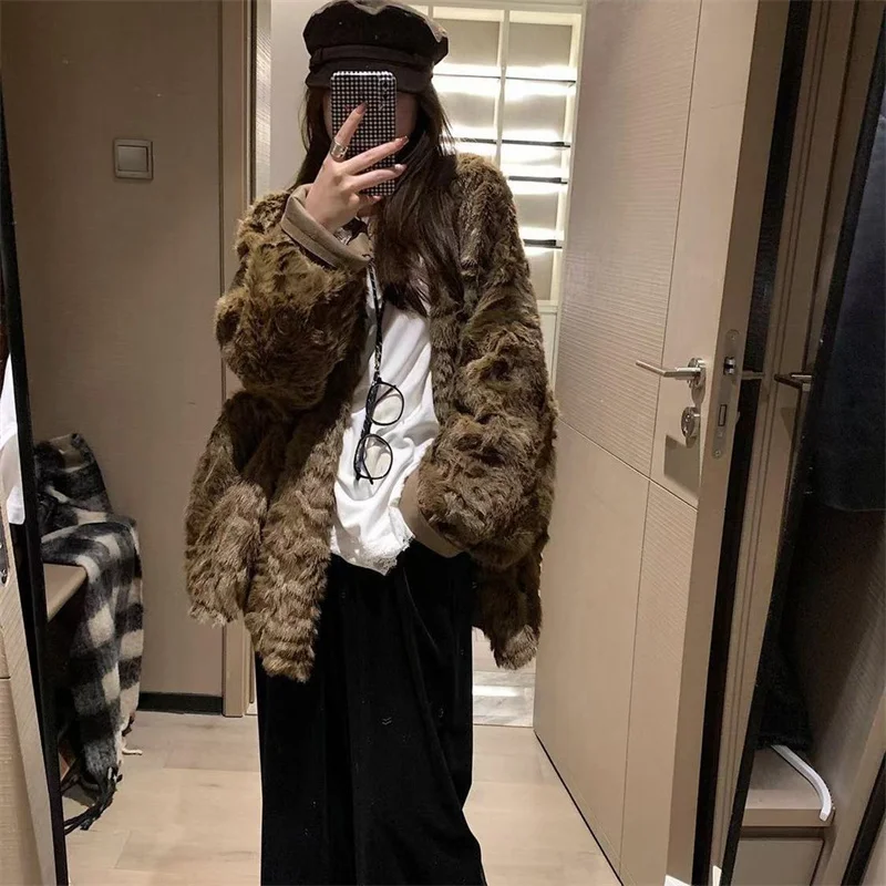 2025 خريف شتاء جديد كسول نمط الفراء معطف متكامل للنساء صديقة للبيئة معطف فرو المنك العشب معطف فرو المنك #1