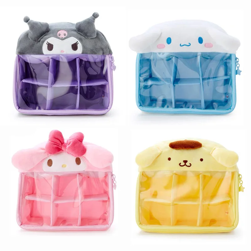 Sanrio Anime Plush Bag Cartoon Six Grid Display Dust-proof Storage Bag My Melody SquareTransparent Storage Bag