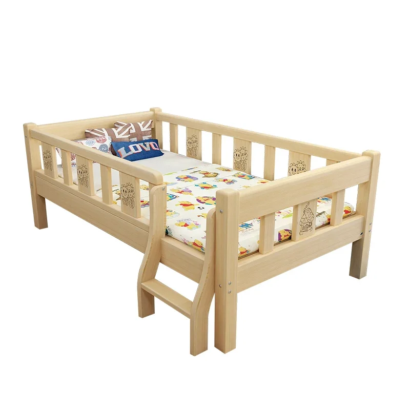 

Fashion Children Beds Solid Wood Belt Guardrail Single Baby Widening Small Splicing