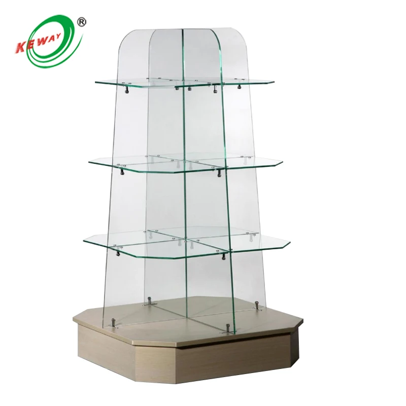 custom.Factory 4 layer glass shelf glass display shelves rack for shop display