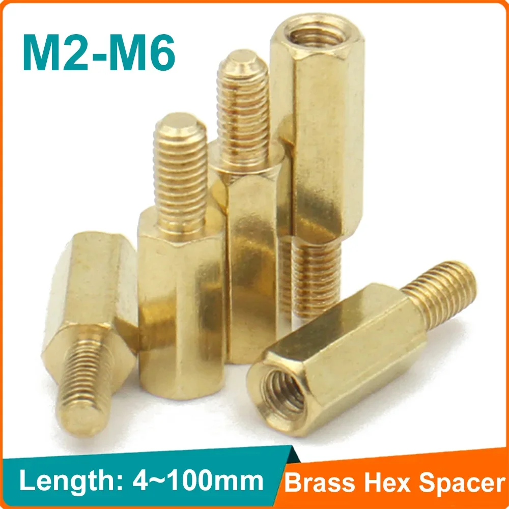 5-50pcs M2 M2.5 M3 M4 M5 M6 Male to Female Brass Spacer Long Hexagonal Brass PCB Standoff Spacers