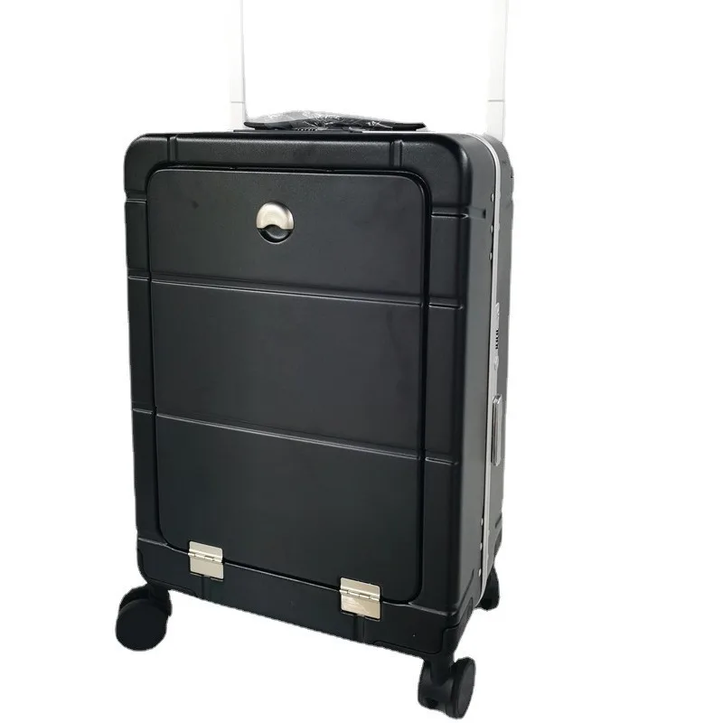 

Front open lid wide trolley case side opening laptop mezzanine suitcase
