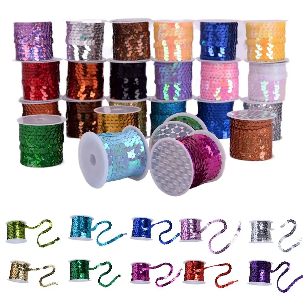 5M Sequins Trims Colorful Loose 6mm Flat PVC Sequins Round Shiny Paillettes Crafts Cloth Accessory/Bags/Garment