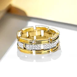 CAOSHI Versatile Luxury Splicing Designed Women’s Rings Sparkling Cubic Zirconia Gold Color Anniversary Party Accessories Gifts