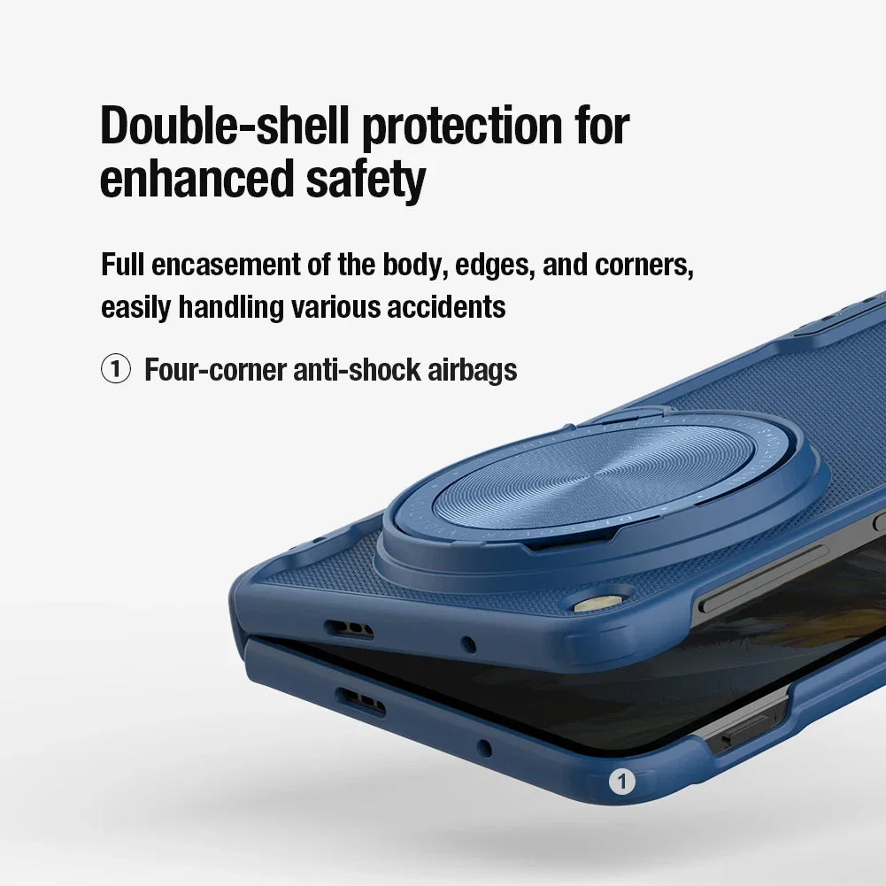 For OnePlus Open Case NILLKIN Frosted Shield Prop Full Coverage Lens Flip Bracket For One Plus Open With Mobile Phone Holder