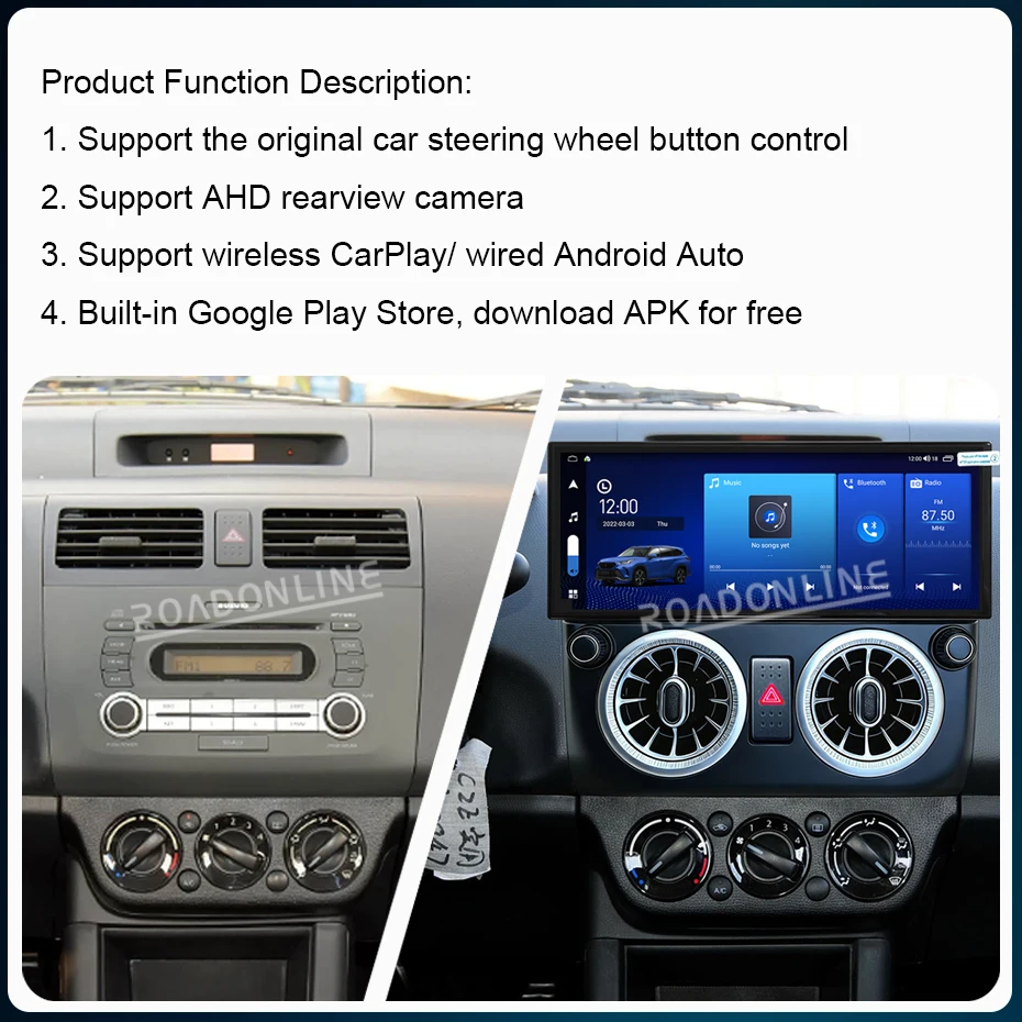 12.3 Inch Android 15 For Suzuki Swift 4 2008-2016 Car Stereo Radio Receiver Multimedia Player GPS Head Unit CarPlay 4G+WiFi DSP