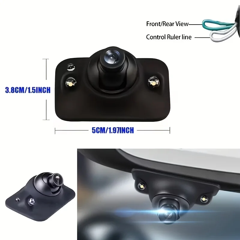 360° Rotating Car Backup Camera with Full Color & 2 LEDs - CVBS Compatible for, Reverse Camera for Cars, Trucks, SUVs, RVs, Vans