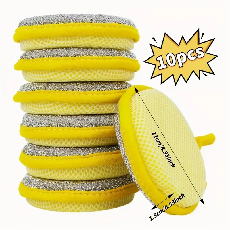 10/20 قطعة من إسفنجات تنظيف المطبخ متعددة الوظائف وأجهزة تنظيف المطبخ، مناشف أطباق قابلة للغسل بأسطح خضراء ورملية