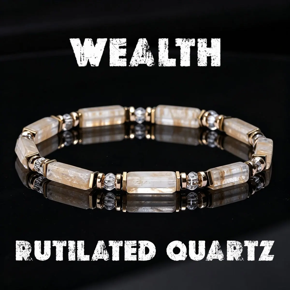 1pc Ladies' elegant cube gold red quartz bead bracelet, symbolizing pure white innocence, ladies' fashionable wrist accessory