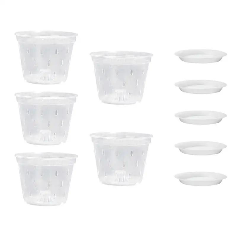 

Orchid Pots With Holes 5pcs Transparent Draining Pots For Succulents Home Accessories For Bedroom Kitchen Garden Patio Living