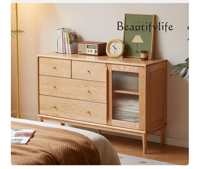 

Nordic medieval solid wood chest, Japanese simple household storage cabinet