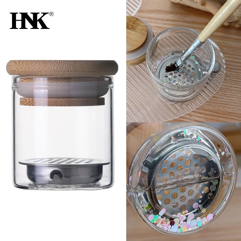 Nail Wash Pen Cup New Technology Glass Crystal Cup Stainless Steel Mesh Filter Cup Sequin Phototherapy Brush Tool