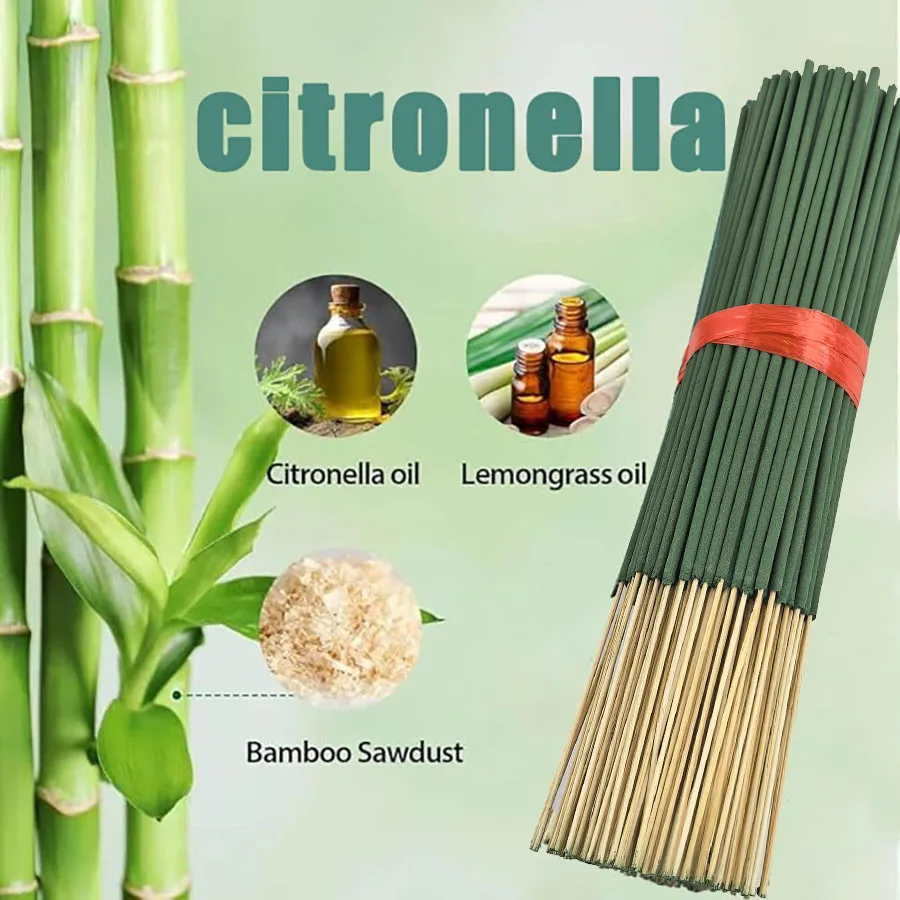 20/56/101/400 Natürliche Citronella-Räucherstäbchen - Langanhaltender Zitronengras-Duft, Bambusholz und Bambusspäne mit Citronellin