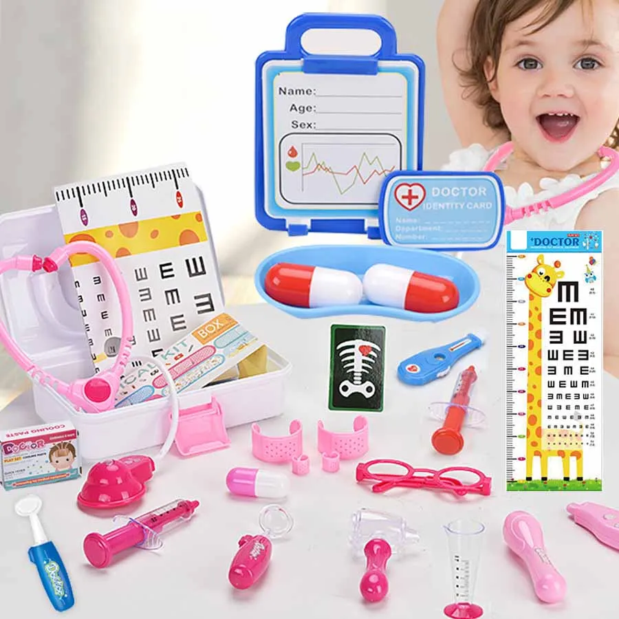 Doutor e enfermeira Toy Set para Crianças, Estetoscópio Simulação, Injeção de Enfermeira, Jogo de vestir, Caixa Médica, Play House Toys, Presentes de aniversário para meninas