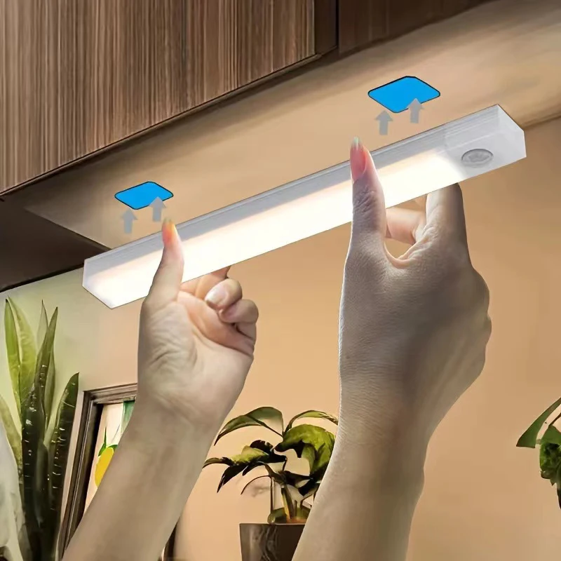 

PIR Motion Sensor LED Under Cabinet Lamp Dimmable Rechargeable Night Light Stairs Closet Room Aisle Tube Bar Detector Bulb