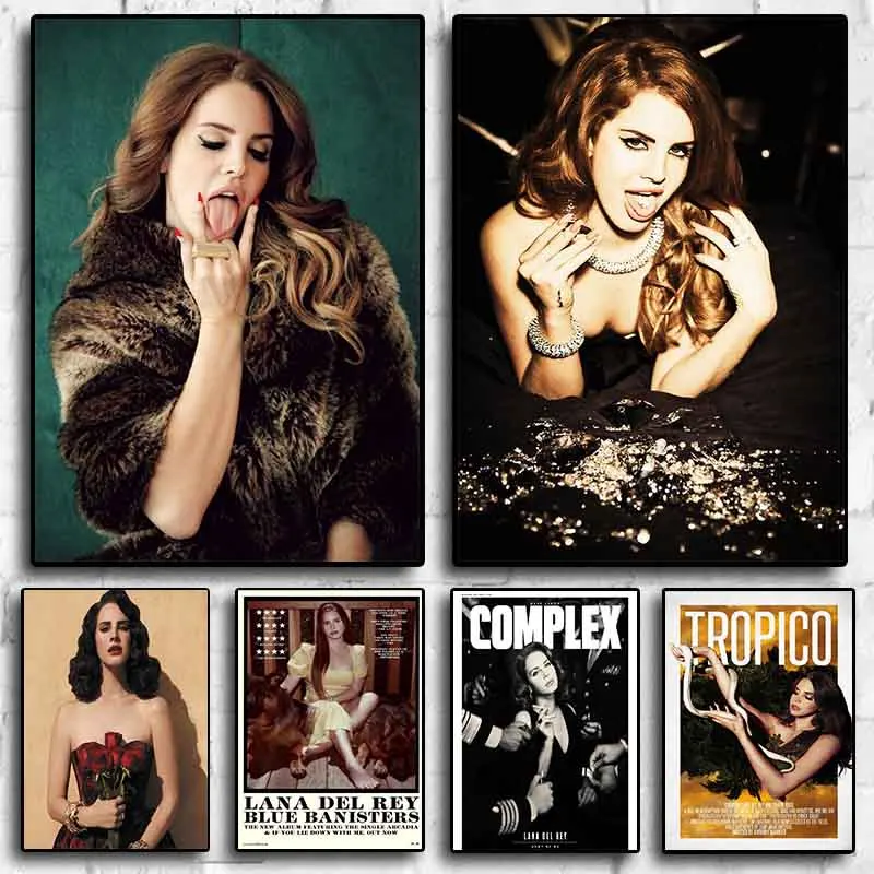 Álbum de Música de cantante Pop nórdico Lizzy, cubierta de póster de Lana Del Rey, rapero, lienzo de Hip Hop, arte de pared, Mural, decoración de habitación de niña Sexy