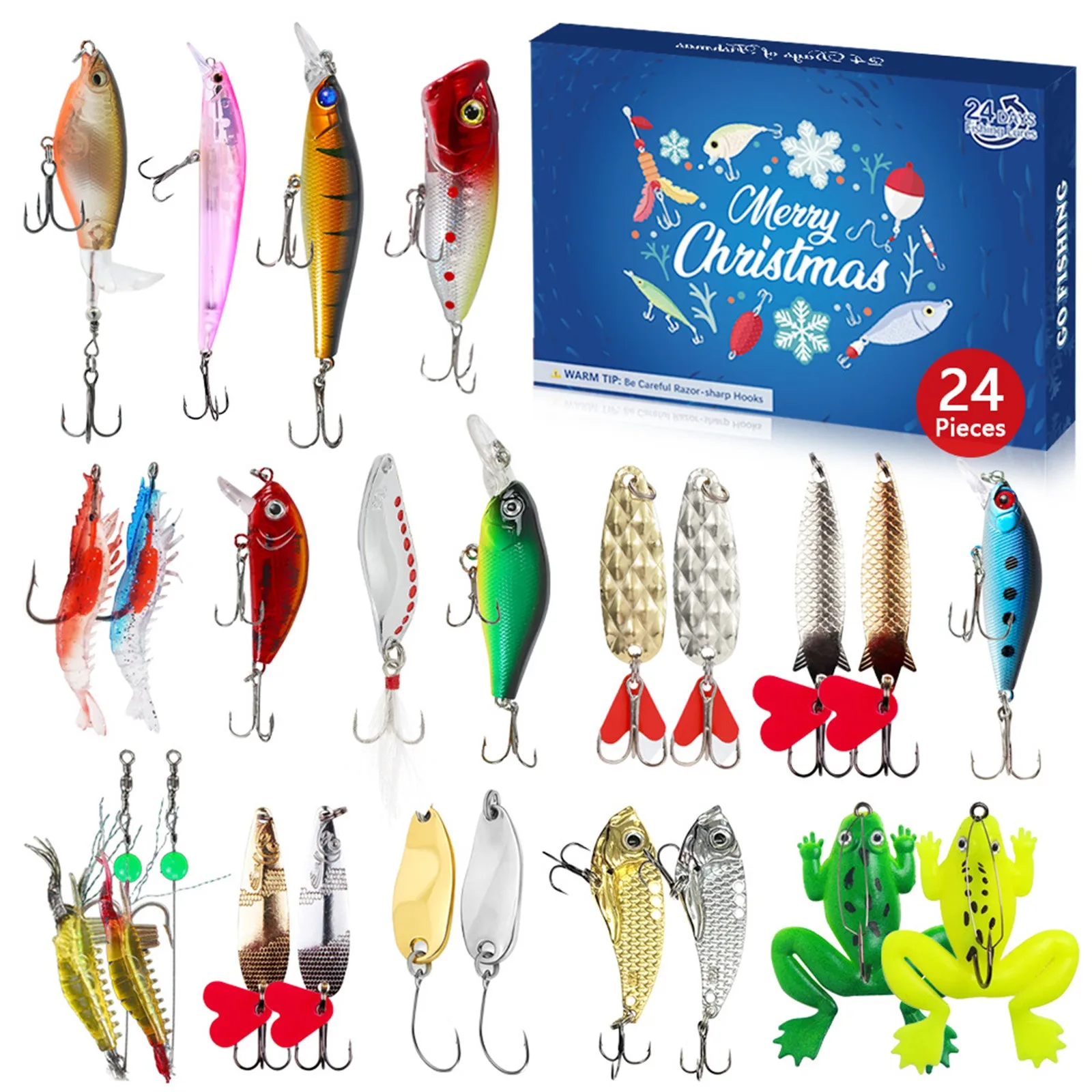 Christmas Fishing Advent Calendar Countdown, Fishing Tackle Advent Calendar For FishAdult Men Teen Boys, Christmas Gifts