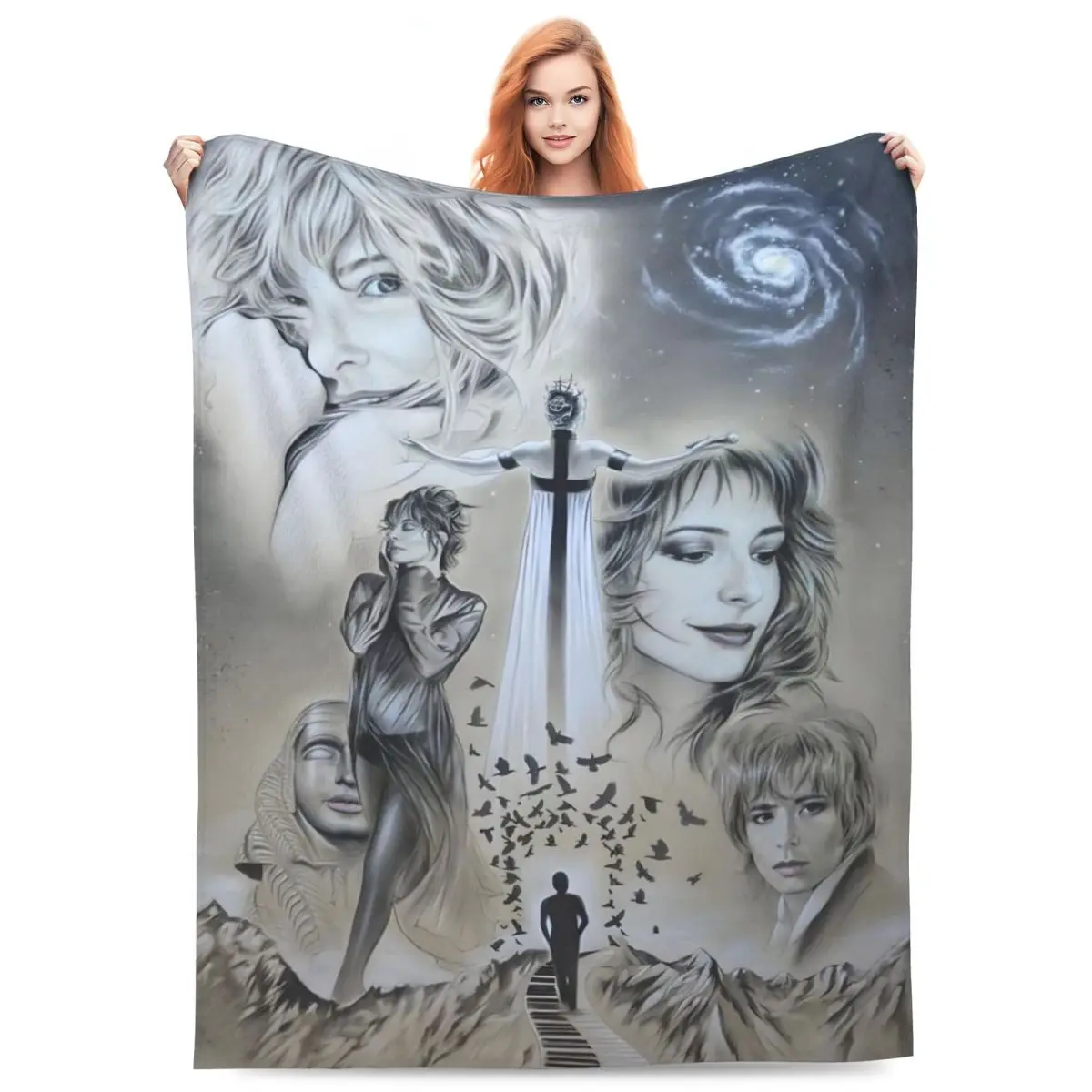 Custom Mylene Farmer Blanket 3D Print Soft Flannel Fleece Warm French Singer Throw Blankets for Office Bedroom Couch Quilt