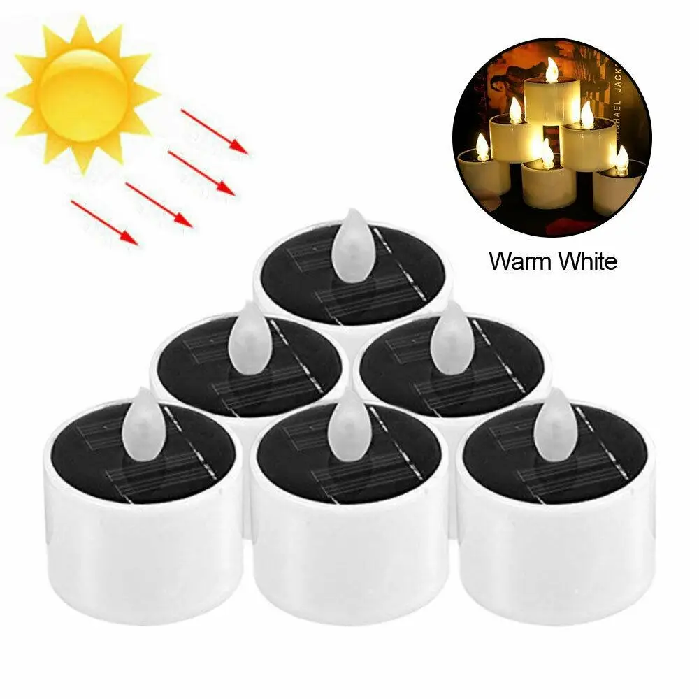 1pcs Solar Lamps Tea Lights LED Candle Light Outdoor Waterproof Electronic Flickering Lighting Garden Wedding Party Decoration