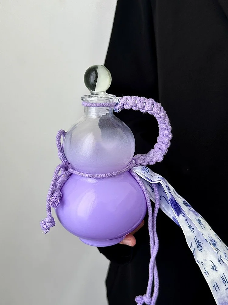 

Large Capaci Glass Gourd Bottle Milk Tea Cup Cold Brew Pot Sed Handle Rope Vintage Sle Drinking Water Bottle for Everyone