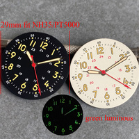 Cream Black Field Watch Dial 29mm Luminous Yellow Marks Fit NH35 NH36 NH38 ETA 2824 PT5000 SKX Diver Mens Watch Parts New