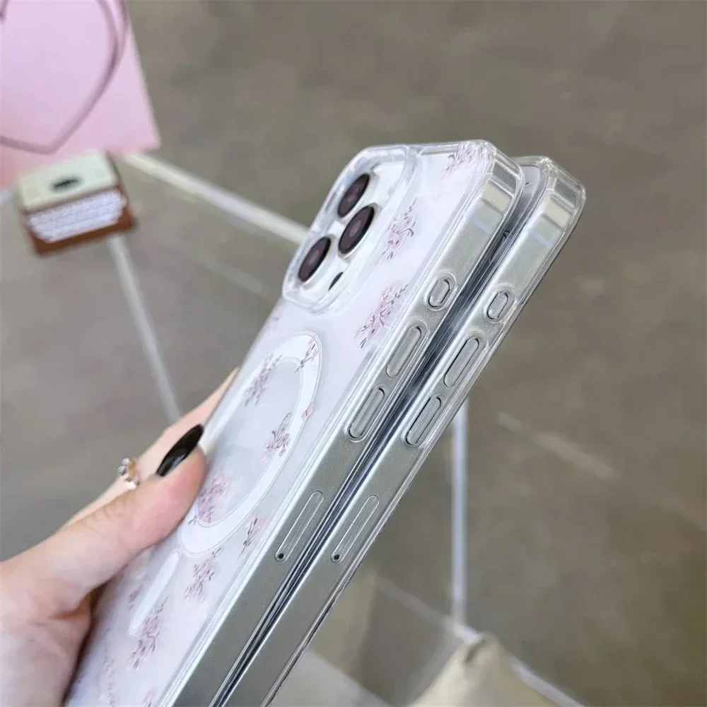 Y2K Floral Flower Case For Samsung Galaxy S23 S24 S25 Ultra S22 Plus FE Z Flip 6 5 4 3 cover Magnetic Wireless Charge Magsafe