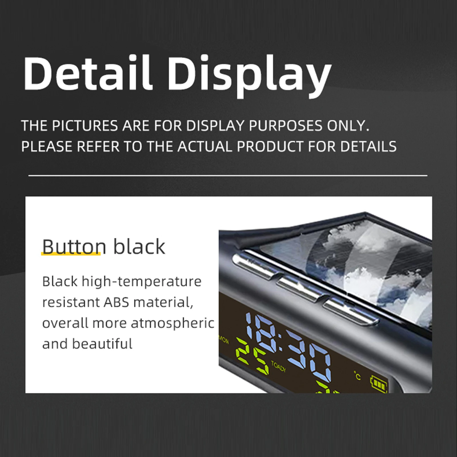 Car Dashboard Solar Clock with Time/Date/Temperature Display Solar-Powered Vehicle Electronic Clocks for Cars Trucks Accessories