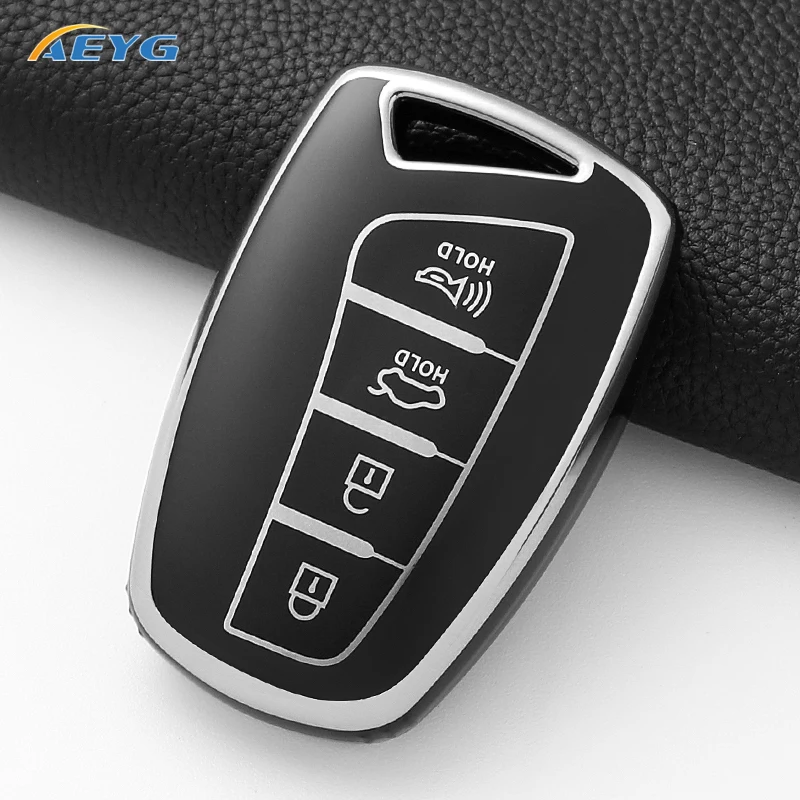 For Hyundai Santa Fe Sport Ix45 Equus Centennial Genesis G80 Grandeur Azera 2013-2016 TPU Car Remote Key Case Shell Fob Keychain