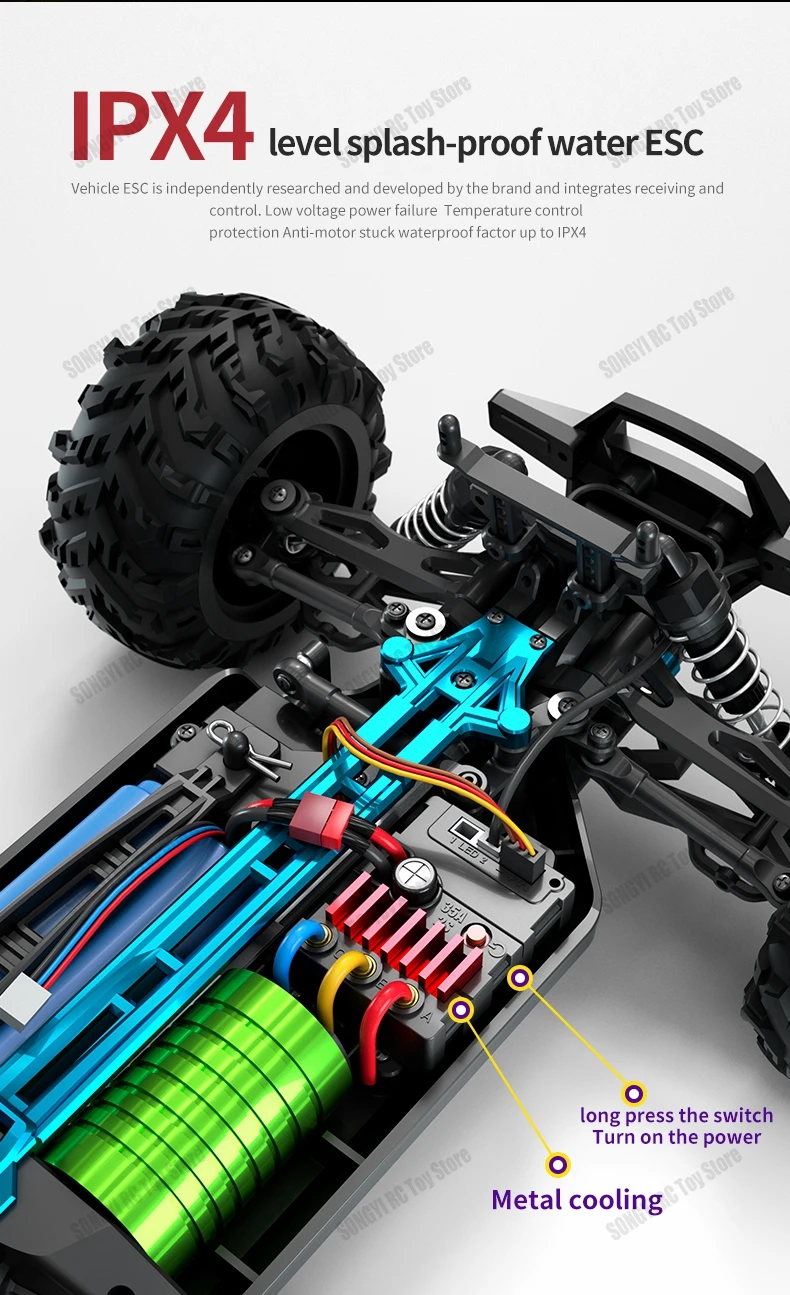 50 or 80KM/H Rc Cars 1/16 Off Drift Road 4WD with LED 2.4G Waterproof Remote Control Monster Truck for Adults and Kids Toy Gift