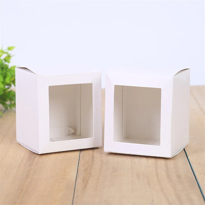 

200Pcs/Lot White Gift Packaging box With Window Cosmetic packaging Box White Card Gift Box Aircraft Carton