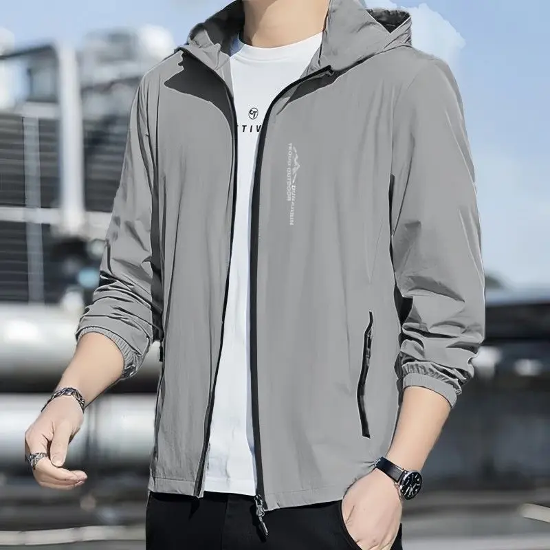 

Летняя мужская куртка из ледяного шелка с защитой от солнца UPF50, свободного кроя, ультратонкая, дышащая, легкая, с капюшоном, для активного отдыха