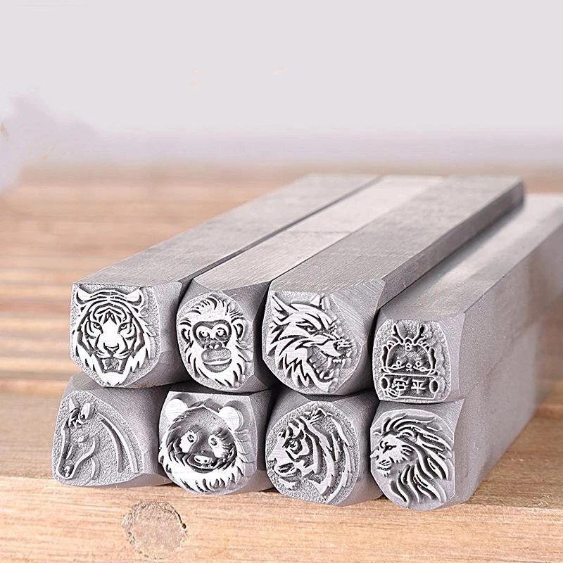 Lion-motif jewellery steel stamp Gold and silver jewellery pattern engraving mould Hand-hammered chiselling tool for goldwork