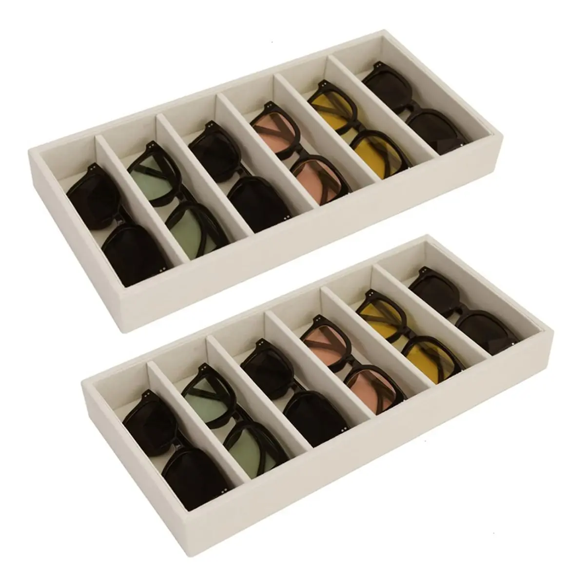 2 Pack Sunglasses Organizer Storage Glasses Holder Velvet Jewelry Tray, Glasses Organizer Eyeglasses Sunglasses Tray