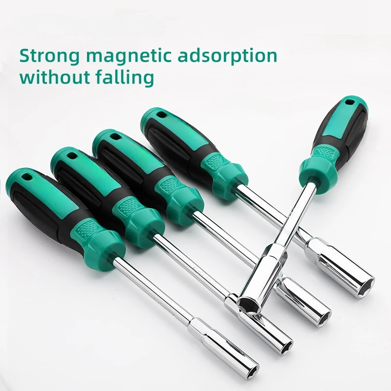 

M2.5-M8 Carbon Steel Socket Hexagonal Socket Screwdriver Driver Wrench Hex Nut Magnetic Manual Socket Wrench Tools