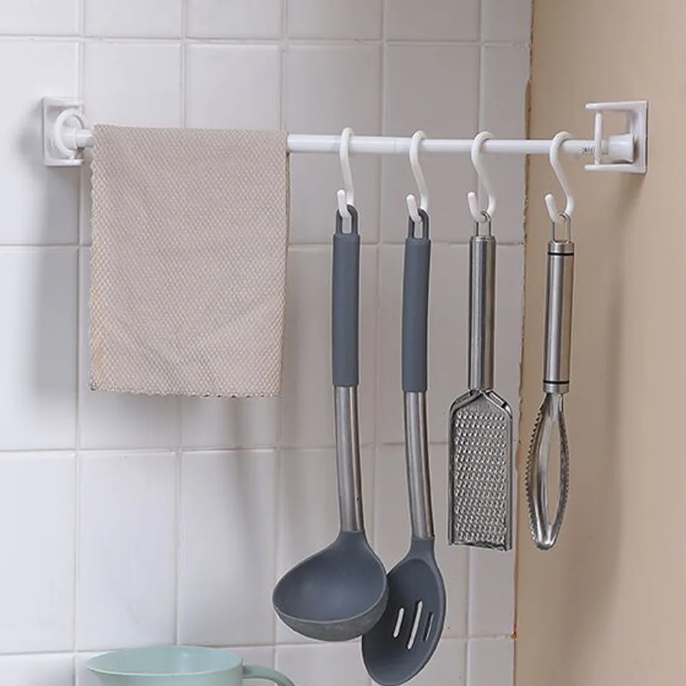 4Pcs Window Curtain Rod Holders Strong ABS Curtain Pole Brackets Heavy Duty Wall Mount Rod Hooks Multipurpose Wall Mount Hooks